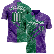 Laden Sie das Bild in den Galerie-Viewer, Custom Graffiti Pattern Kelly Green Purple-White 3D Scratch Performance Polo Shirt
