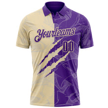 Laden Sie das Bild in den Galerie-Viewer, Custom Graffiti Pattern Purple-Cream 3D Scratch Performance Polo Shirt