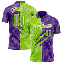 Laden Sie das Bild in den Galerie-Viewer, Custom Graffiti Pattern Neon Green Purple-White 3D Scratch Performance Polo Shirt