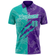 Laden Sie das Bild in den Galerie-Viewer, Custom Graffiti Pattern Aqua Purple-White 3D Scratch Performance Polo Shirt