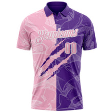Laden Sie das Bild in den Galerie-Viewer, Custom Graffiti Pattern Light Pink Purple-White 3D Scratch Performance Polo Shirt