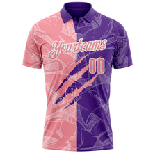 Laden Sie das Bild in den Galerie-Viewer, Custom Graffiti Pattern Medium Pink Purple-White 3D Scratch Performance Polo Shirt