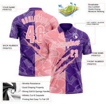 Laden Sie das Bild in den Galerie-Viewer, Custom Graffiti Pattern Medium Pink Purple-White 3D Scratch Performance Polo Shirt