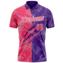 Laden Sie das Bild in den Galerie-Viewer, Custom Graffiti Pattern Neon Pink Purple-White 3D Scratch Performance Polo Shirt