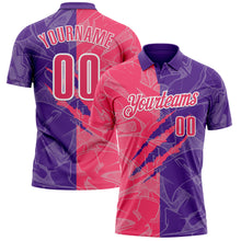 Laden Sie das Bild in den Galerie-Viewer, Custom Graffiti Pattern Neon Pink Purple-White 3D Scratch Performance Polo Shirt