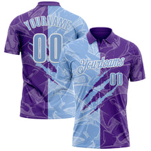Laden Sie das Bild in den Galerie-Viewer, Custom Graffiti Pattern Light Blue Purple-White 3D Scratch Performance Polo Shirt