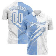 Laden Sie das Bild in den Galerie-Viewer, Custom Graffiti Pattern White-Light Blue 3D Scratch Performance Polo Shirt