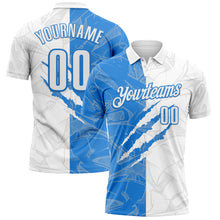 Laden Sie das Bild in den Galerie-Viewer, Custom Graffiti Pattern White-Powder Blue 3D Scratch Performance Polo Shirt