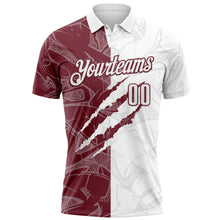 Laden Sie das Bild in den Galerie-Viewer, Custom Graffiti Pattern White-Burgundy 3D Scratch Performance Polo Shirt