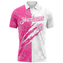Laden Sie das Bild in den Galerie-Viewer, Custom Graffiti Pattern White-Pink 3D Scratch Performance Polo Shirt