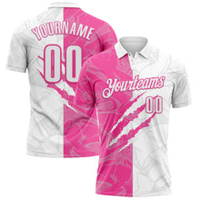 Laden Sie das Bild in den Galerie-Viewer, Custom Graffiti Pattern White-Pink 3D Scratch Performance Polo Shirt