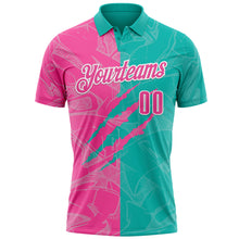 Laden Sie das Bild in den Galerie-Viewer, Custom Graffiti Pattern Pink Aqua-White 3D Scratch Performance Polo Shirt