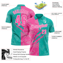 Laden Sie das Bild in den Galerie-Viewer, Custom Graffiti Pattern Pink Aqua-White 3D Scratch Performance Polo Shirt