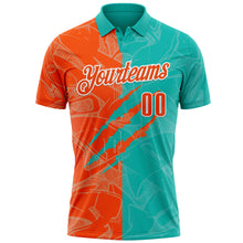 Laden Sie das Bild in den Galerie-Viewer, Custom Graffiti Pattern Orange Aqua-White 3D Scratch Performance Polo Shirt