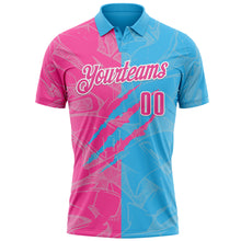 Laden Sie das Bild in den Galerie-Viewer, Custom Graffiti Pattern Pink Sky Blue-White 3D Scratch Performance Polo Shirt