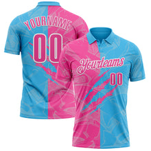Laden Sie das Bild in den Galerie-Viewer, Custom Graffiti Pattern Pink Sky Blue-White 3D Scratch Performance Polo Shirt