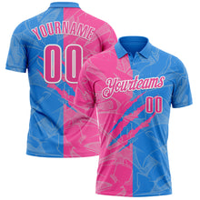 Laden Sie das Bild in den Galerie-Viewer, Custom Graffiti Pattern Pink Powder Blue-White 3D Scratch Performance Polo Shirt