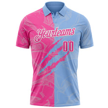 Load image into Gallery viewer, Custom Graffiti Pattern Pink Light Blue-White 3D Scratch Performance Polo Shirt