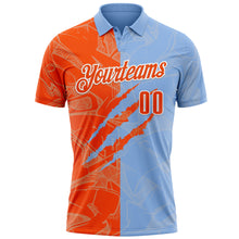Laden Sie das Bild in den Galerie-Viewer, Custom Graffiti Pattern Orange Light Blue-White 3D Scratch Performance Polo Shirt
