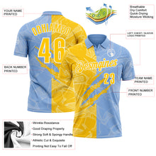 Load image into Gallery viewer, Custom Graffiti Pattern Yellow Light Blue-White 3D Scratch Performance Polo Shirt