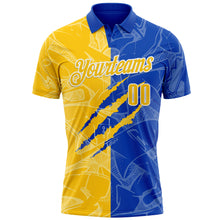 Laden Sie das Bild in den Galerie-Viewer, Custom Graffiti Pattern Yellow Thunder Blue-White 3D Scratch Performance Polo Shirt