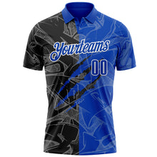 Laden Sie das Bild in den Galerie-Viewer, Custom Graffiti Pattern Thunder Blue Black-White 3D Scratch Performance Polo Shirt