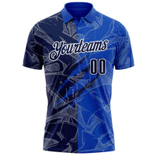 Laden Sie das Bild in den Galerie-Viewer, Custom Graffiti Pattern Navy Thunder Blue-White 3D Scratch Performance Polo Shirt