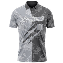 Laden Sie das Bild in den Galerie-Viewer, Custom Graffiti Pattern Gray Steel Gray-White 3D Scratch Performance Polo Shirt