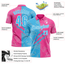 Load image into Gallery viewer, Custom Graffiti Pattern Sky Blue Pink-White 3D Scratch Performance Polo Shirt
