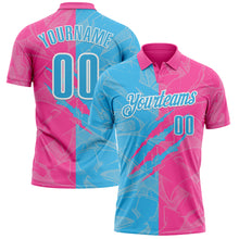 Load image into Gallery viewer, Custom Graffiti Pattern Sky Blue Pink-White 3D Scratch Performance Polo Shirt