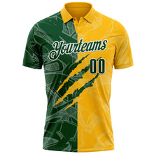 Laden Sie das Bild in den Galerie-Viewer, Custom Graffiti Pattern Green Gold-White 3D Scratch Performance Polo Shirt
