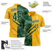 Laden Sie das Bild in den Galerie-Viewer, Custom Graffiti Pattern Green Gold-White 3D Scratch Performance Polo Shirt