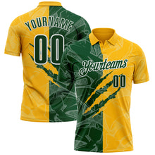 Laden Sie das Bild in den Galerie-Viewer, Custom Graffiti Pattern Green Gold-White 3D Scratch Performance Polo Shirt