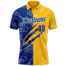 Laden Sie das Bild in den Galerie-Viewer, Custom Graffiti Pattern Royal Gold-White 3D Scratch Performance Polo Shirt
