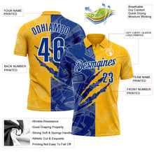 Laden Sie das Bild in den Galerie-Viewer, Custom Graffiti Pattern Royal Gold-White 3D Scratch Performance Polo Shirt