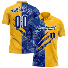 Laden Sie das Bild in den Galerie-Viewer, Custom Graffiti Pattern Royal Gold-White 3D Scratch Performance Polo Shirt