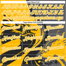 Load image into Gallery viewer, Custom Black Gold Steel Gray-White 3D Pattern Design Animal Wolf And Splash Performance Polo Shirt