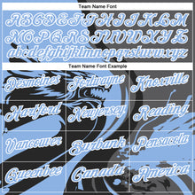 Load image into Gallery viewer, Custom Black Light Blue Steel Gray-White 3D Pattern Design Animal Wolf And Splash Performance Polo Shirt