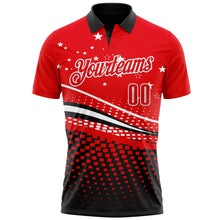 Загрузить изображение в средство просмотра галереи, Custom Fire Red Black-White 3D Pattern Design Star And Geometric Shapes Performance Polo Shirt