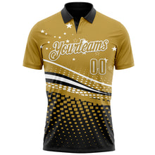 Load image into Gallery viewer, Custom Old Gold Black-White 3D Pattern Design Star And Geometric Shapes Performance Polo Shirt