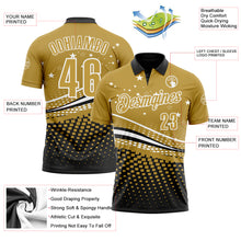 Load image into Gallery viewer, Custom Old Gold Black-White 3D Pattern Design Star And Geometric Shapes Performance Polo Shirt