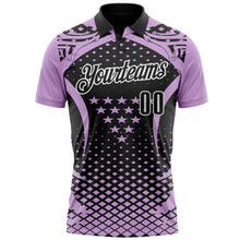 Загрузить изображение в средство просмотра галереи, Custom Light Purple Black-White 3D Pattern Design Star And Geometric Shapes Performance Polo Shirt