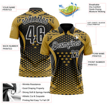 Load image into Gallery viewer, Custom Old Gold Black-White 3D Pattern Design Star And Geometric Shapes Performance Polo Shirt