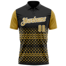 Load image into Gallery viewer, Custom Black Old Gold-White 3D Pattern Design Star Performance Polo Shirt