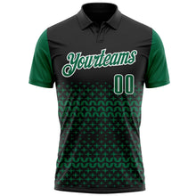 Load image into Gallery viewer, Custom Black Kelly Green-White 3D Pattern Design Star Performance Polo Shirt