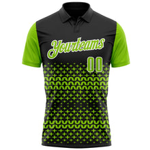 Load image into Gallery viewer, Custom Black Neon Green-White 3D Pattern Design Star Performance Polo Shirt