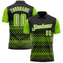 Load image into Gallery viewer, Custom Black Neon Green-White 3D Pattern Design Star Performance Polo Shirt