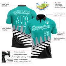 Загрузить изображение в средство просмотра галереи, Custom Aqua Black Gray-White 3D Pattern Design Geometric Shapes Performance Polo Shirt
