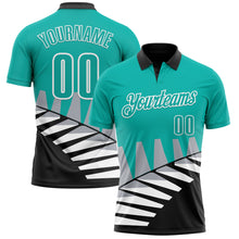 Загрузить изображение в средство просмотра галереи, Custom Aqua Black Gray-White 3D Pattern Design Geometric Shapes Performance Polo Shirt