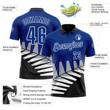 Load image into Gallery viewer, Custom Royal Black Gray-White 3D Pattern Design Geometric Shapes Performance Polo Shirt